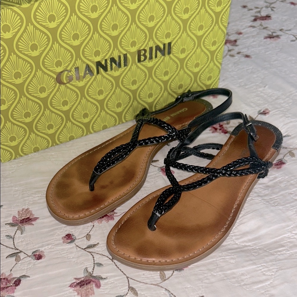 GIANNI BINI Black LEATHER Sandals🖤VERY GOOD CONDITION! Style: AMALYA Size 9